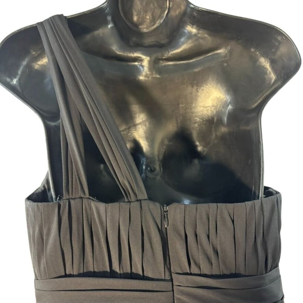 Bill Levkoff Black One-Shoulder Pleated Chiffon Cocktail Dress Size 12 - Picture 3 of 9